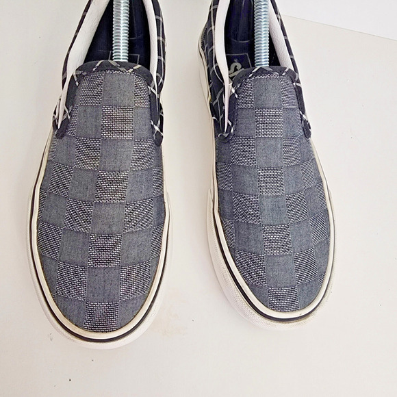 Vans‎ Classic Slip-On Sneakers Black/Pewter Checkerboard Skater Shoes Men's SZ 7 - Picture 2 of 8